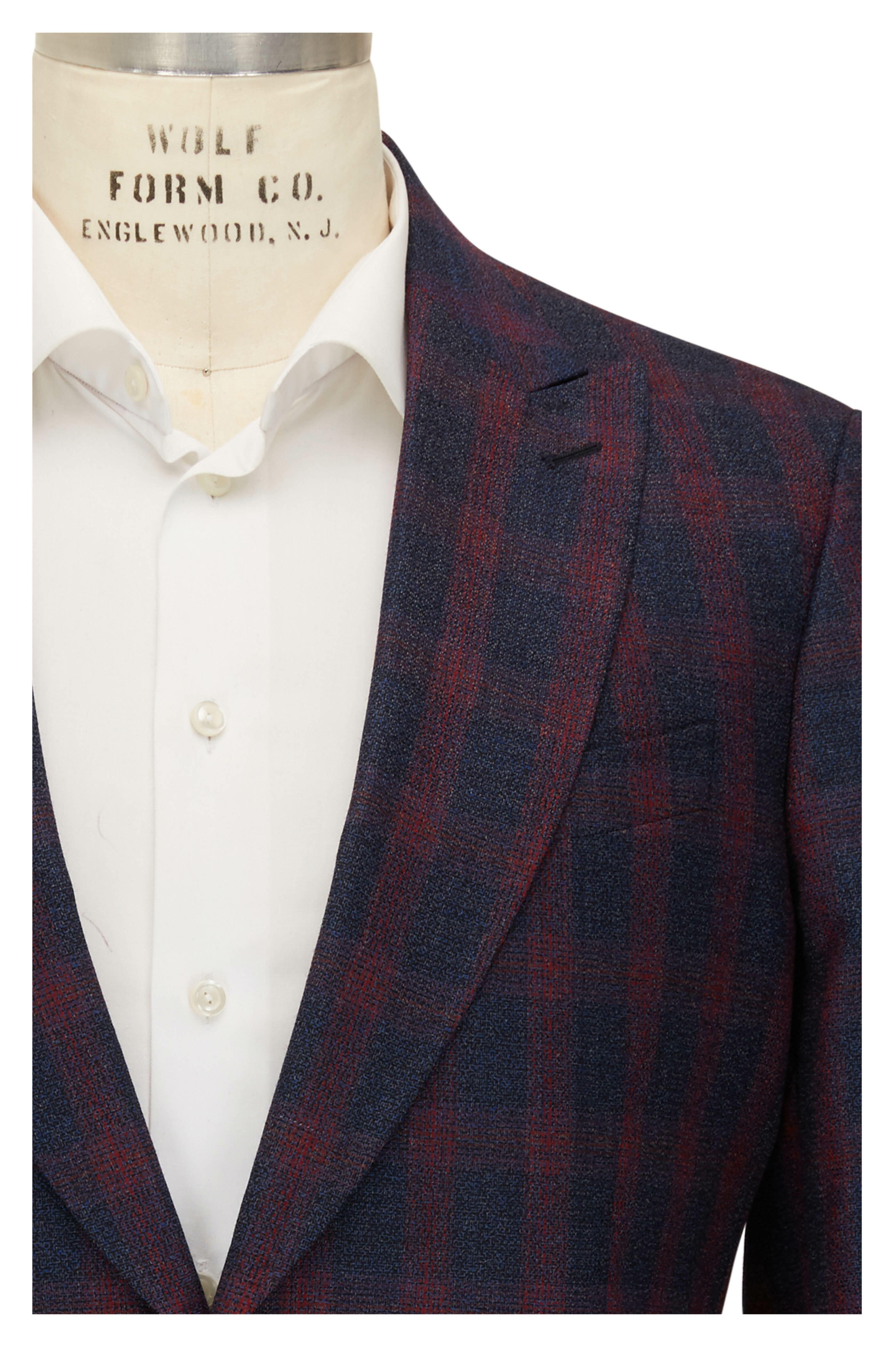 Etro - Blue & Red Plaid Wool Suit