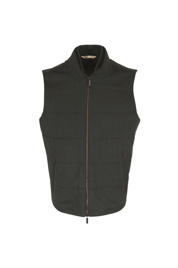 Maurizio Baldassari Arena Dark Olive Cashmere Vest - view 1