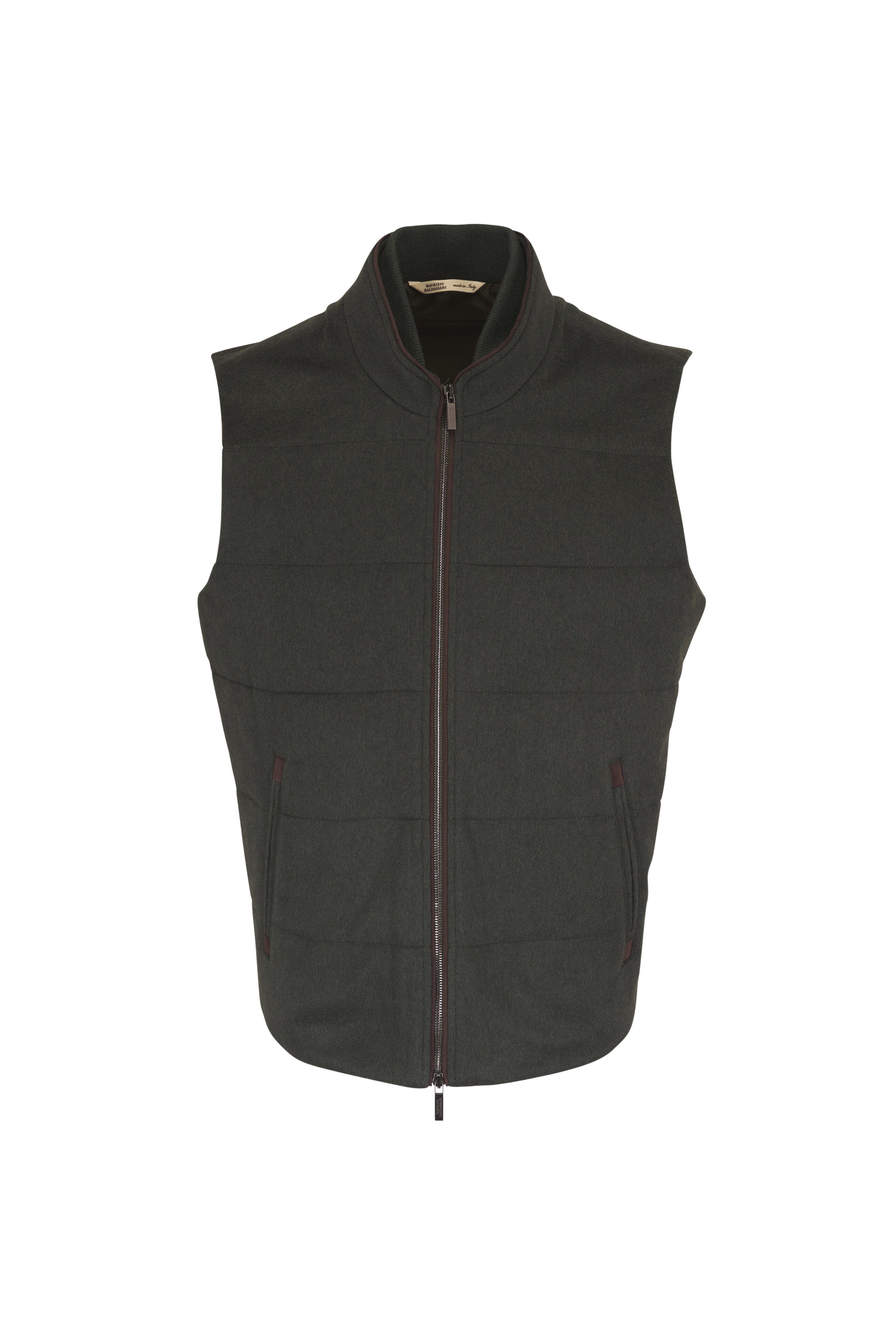 Maurizio Baldassari - Arena Dark Olive Cashmere Vest - view 1