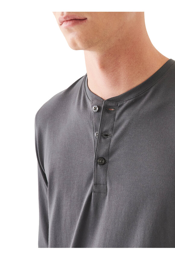 Patrick Assaraf - Gray Long Sleeve Pima Cotton Henley