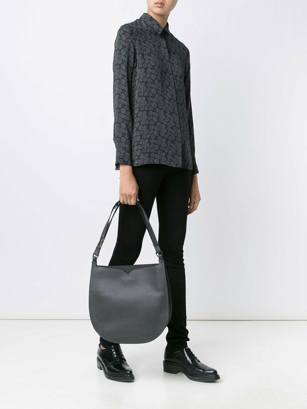 ショルダーバッグ・ポシェット VALEXTRA WEEKEND LEATHER HOBO BAG Valextra - Weekend Grande Dark Gray Leather Hobo Bag