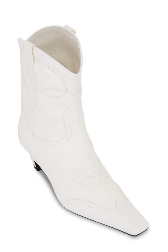 Khaite - The Dallas White Leather Ankle Boot, 45mm