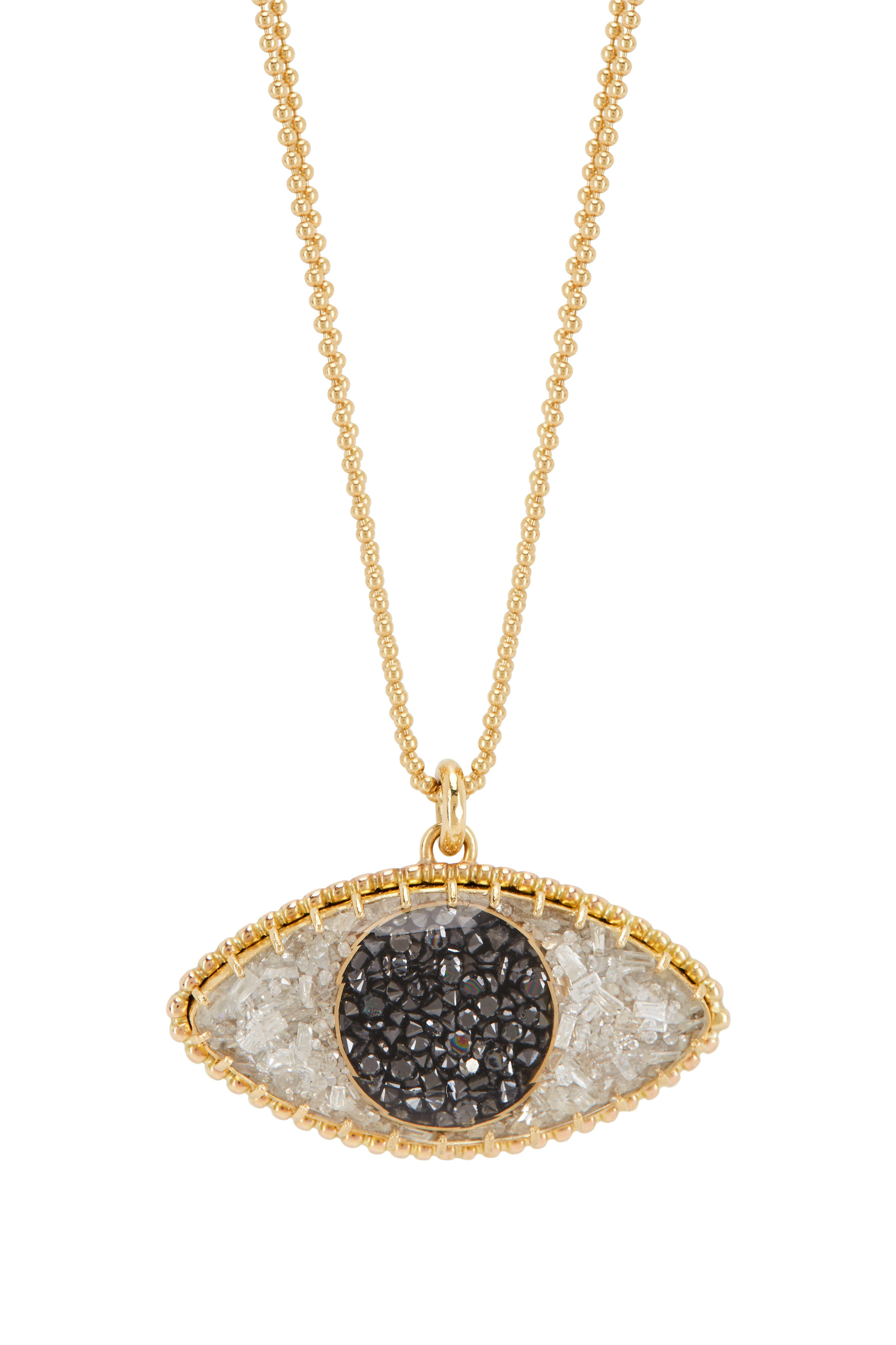 Renee Lewis - Black & White Diamond Third Eye 2 Chain Necklace