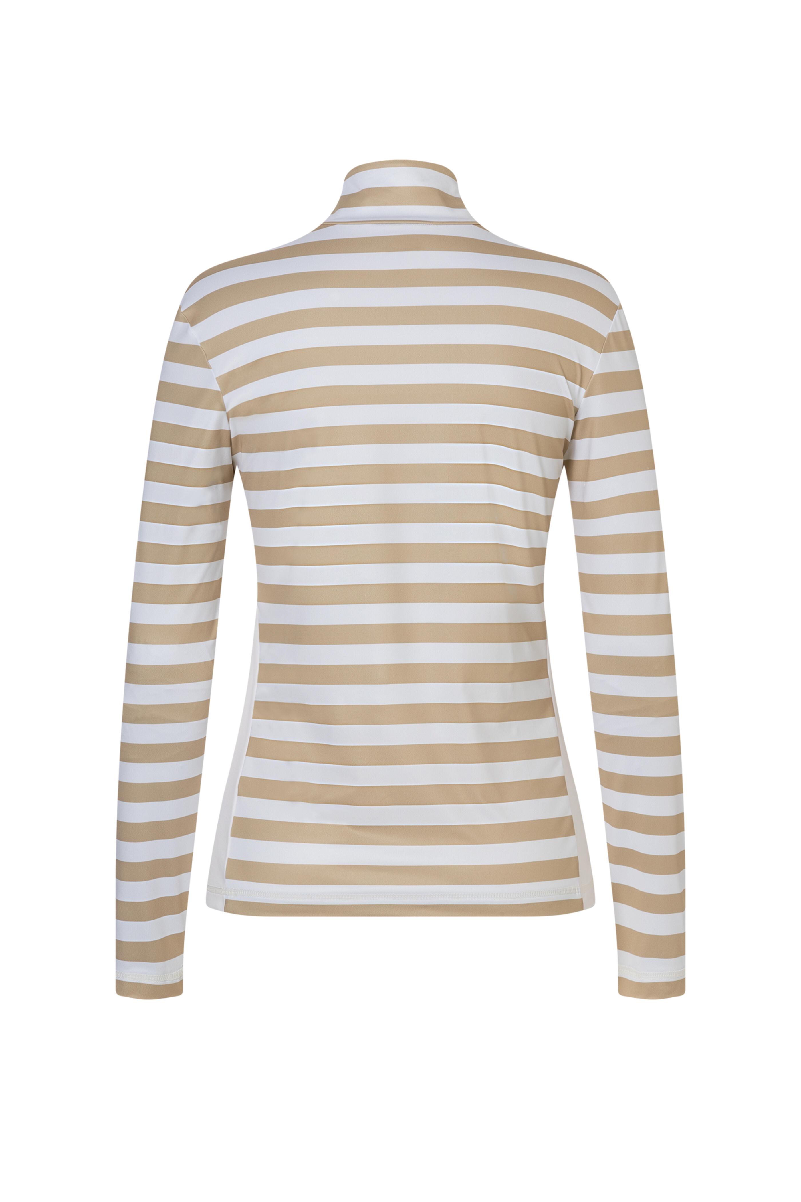 Bogner - Briana Beige & White Stripe Quarter Zip Pullover