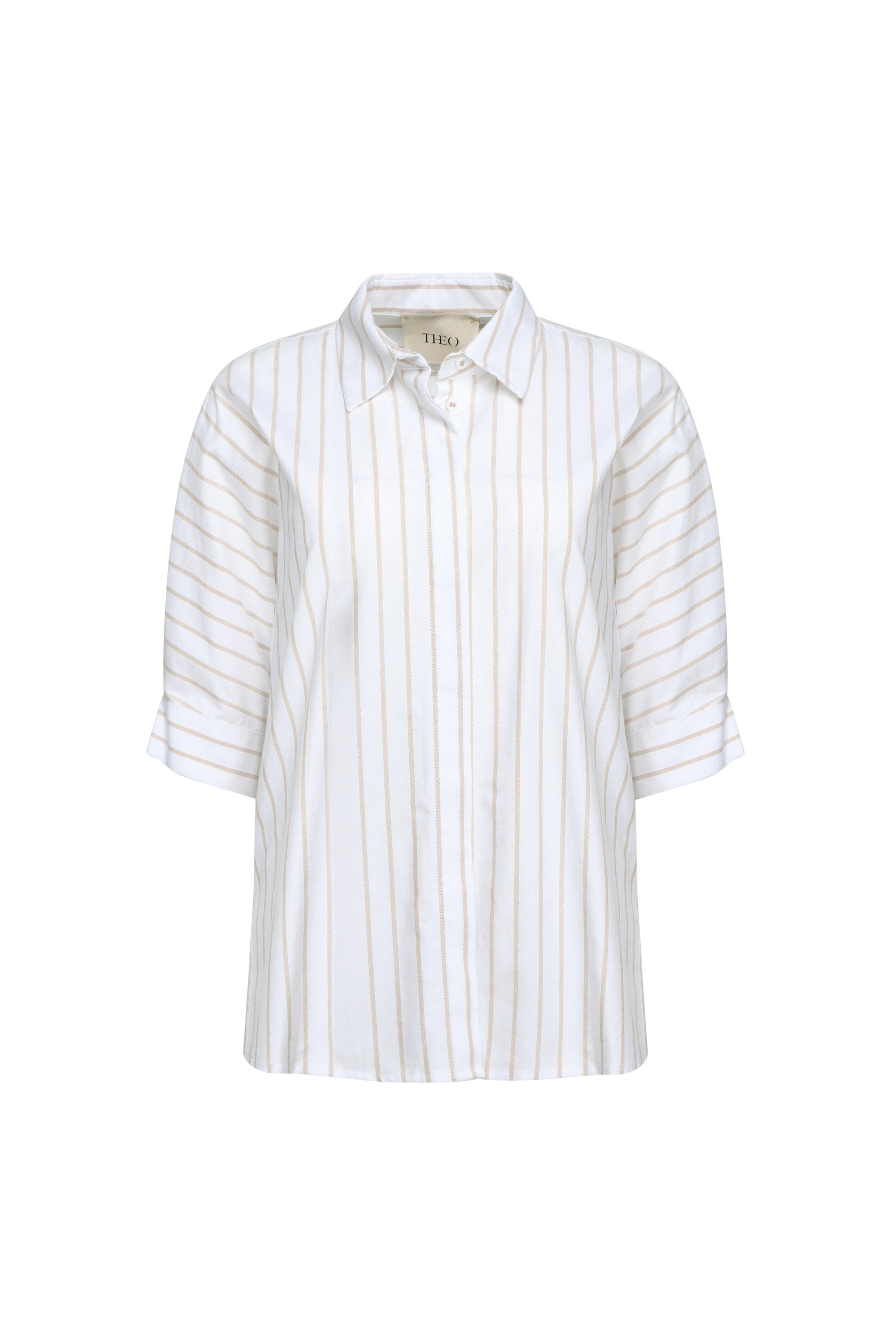Theo The Label - Echo Sand Stripe Button Yoke Shirt