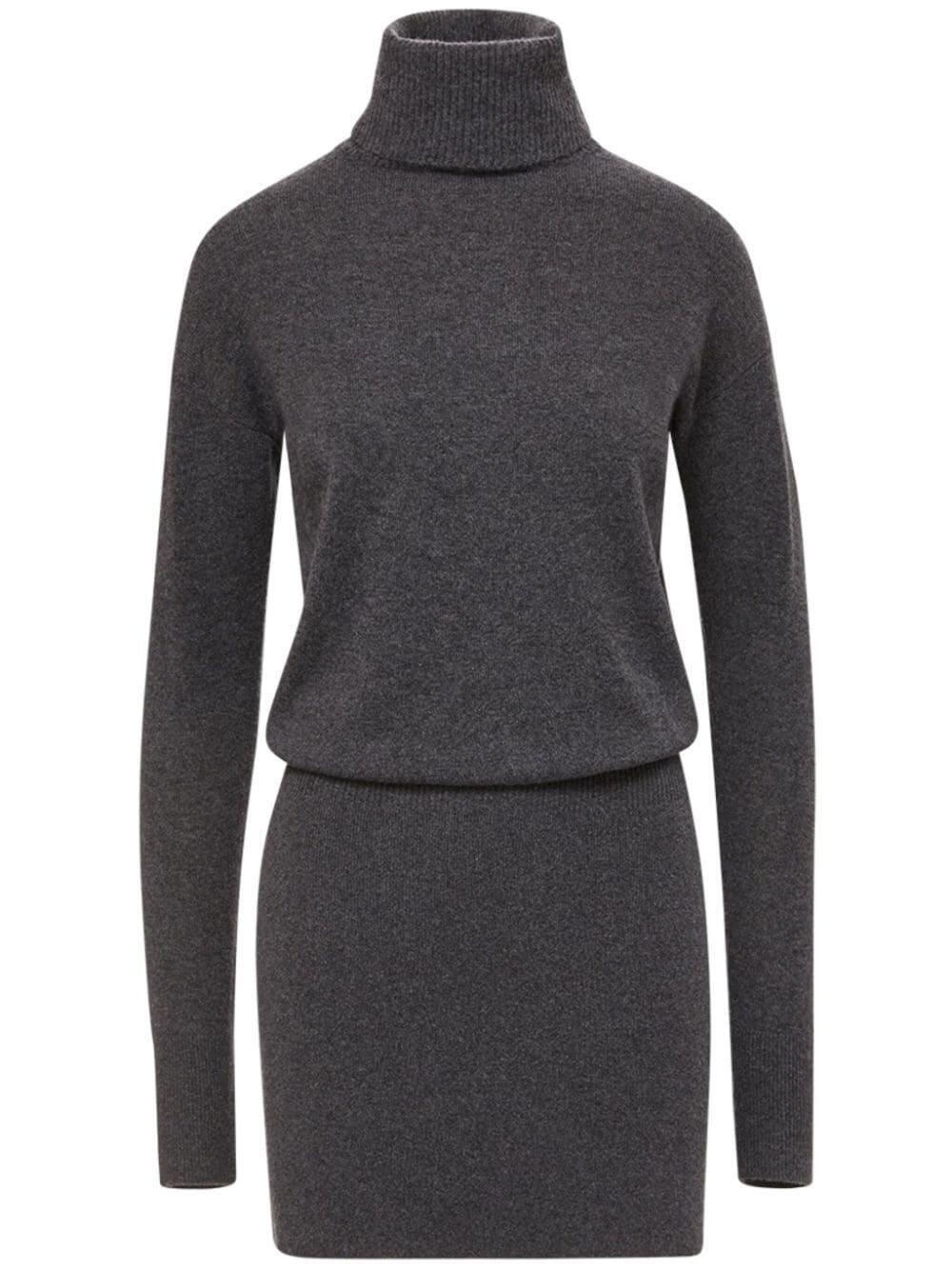 Veronica Beard - Cassidy Charcoal Merino Wool Turtleneck Mini Dress