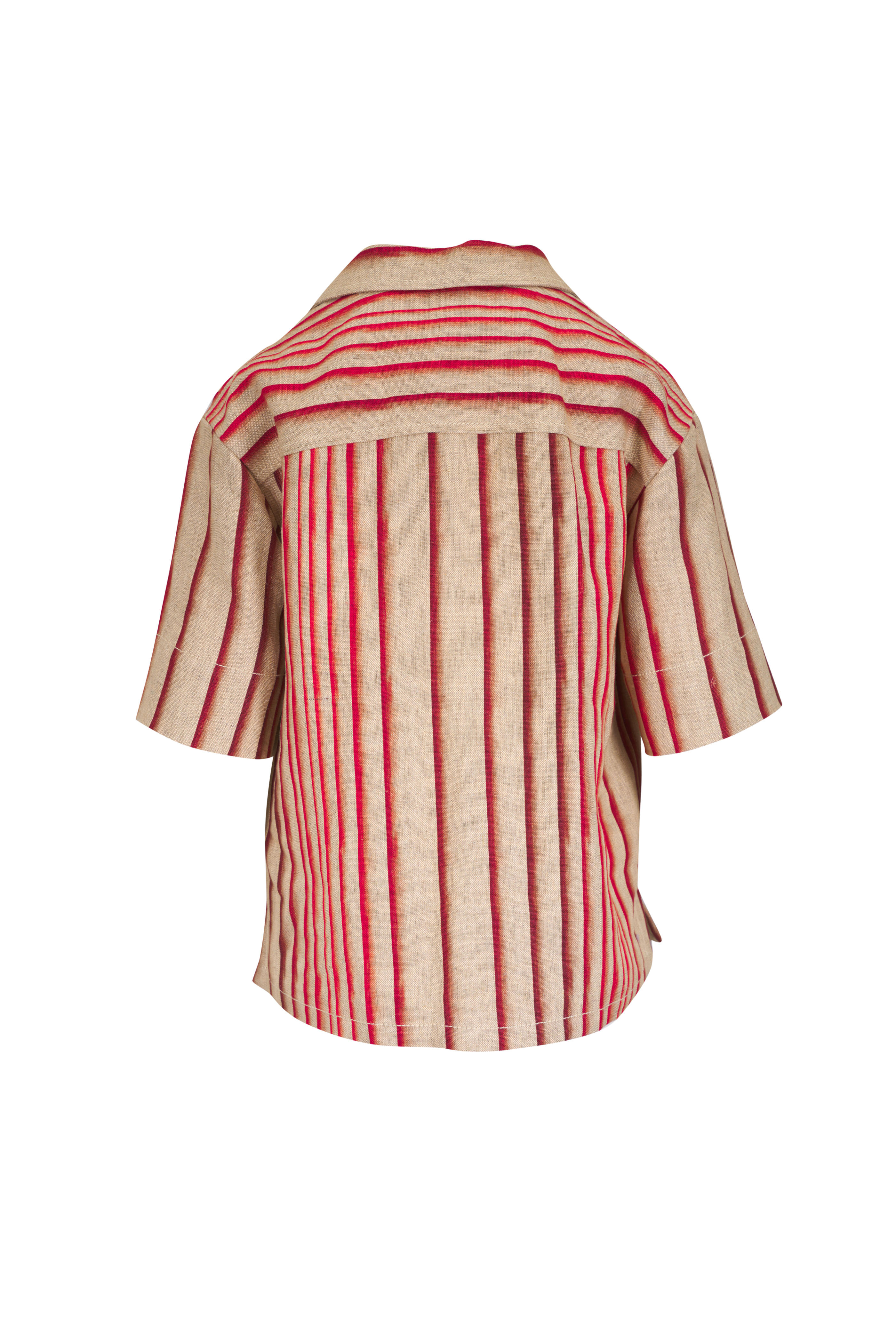 Odeeh - Auburn Degradé Stripe Linen Button Up