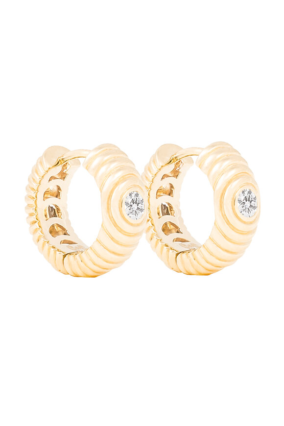 Campbell + Charlotte 14k Gold Revel Ribbed Diamond Huggie
