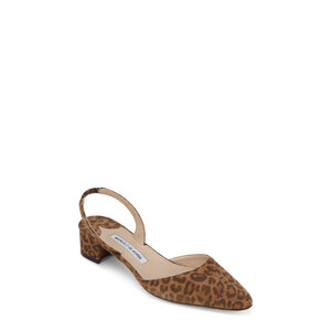 Manolo Blahnik - Aspro Brown Leopard Print Suede Slingback, 30mm