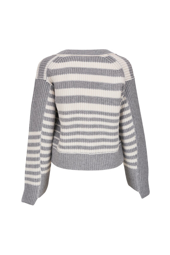 Jonathan Simkhai - Adara Heather Gray Multi Striped Knit Cardigan 