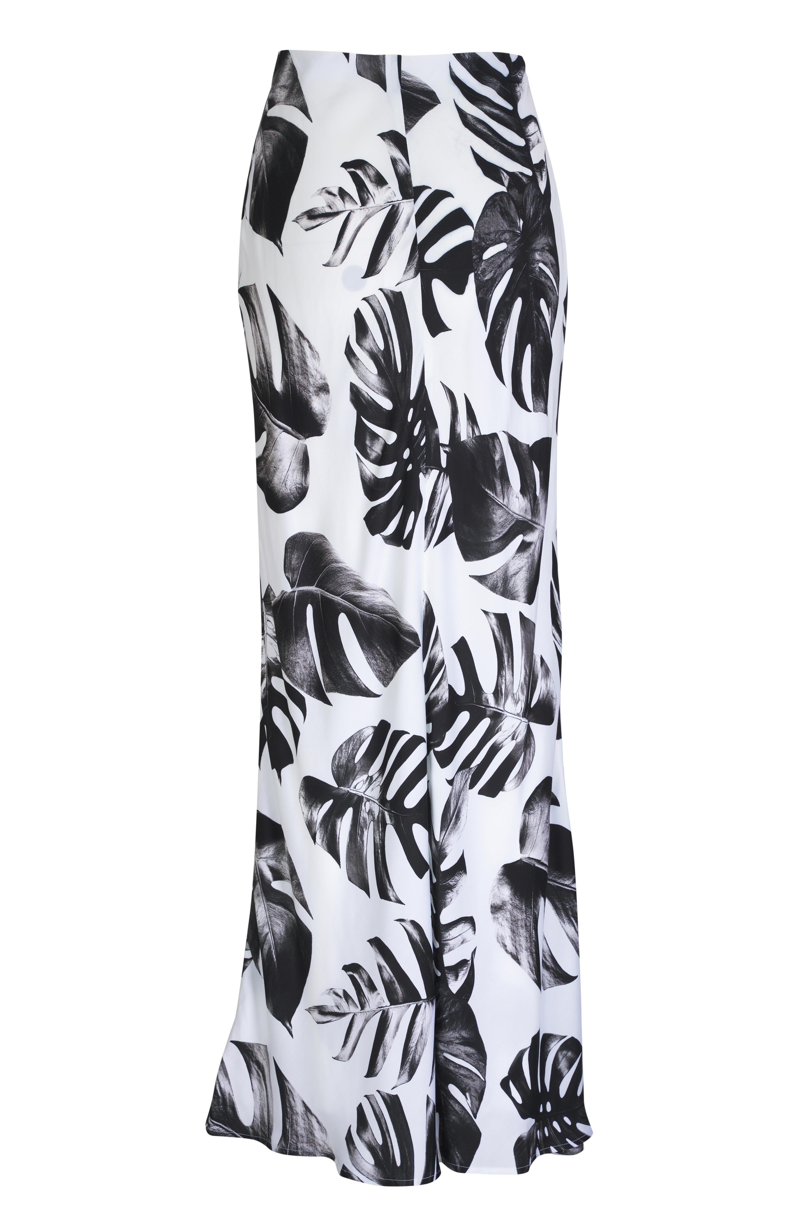 L'Agence - Zeta Black & White Palm Leaves Print Skirt