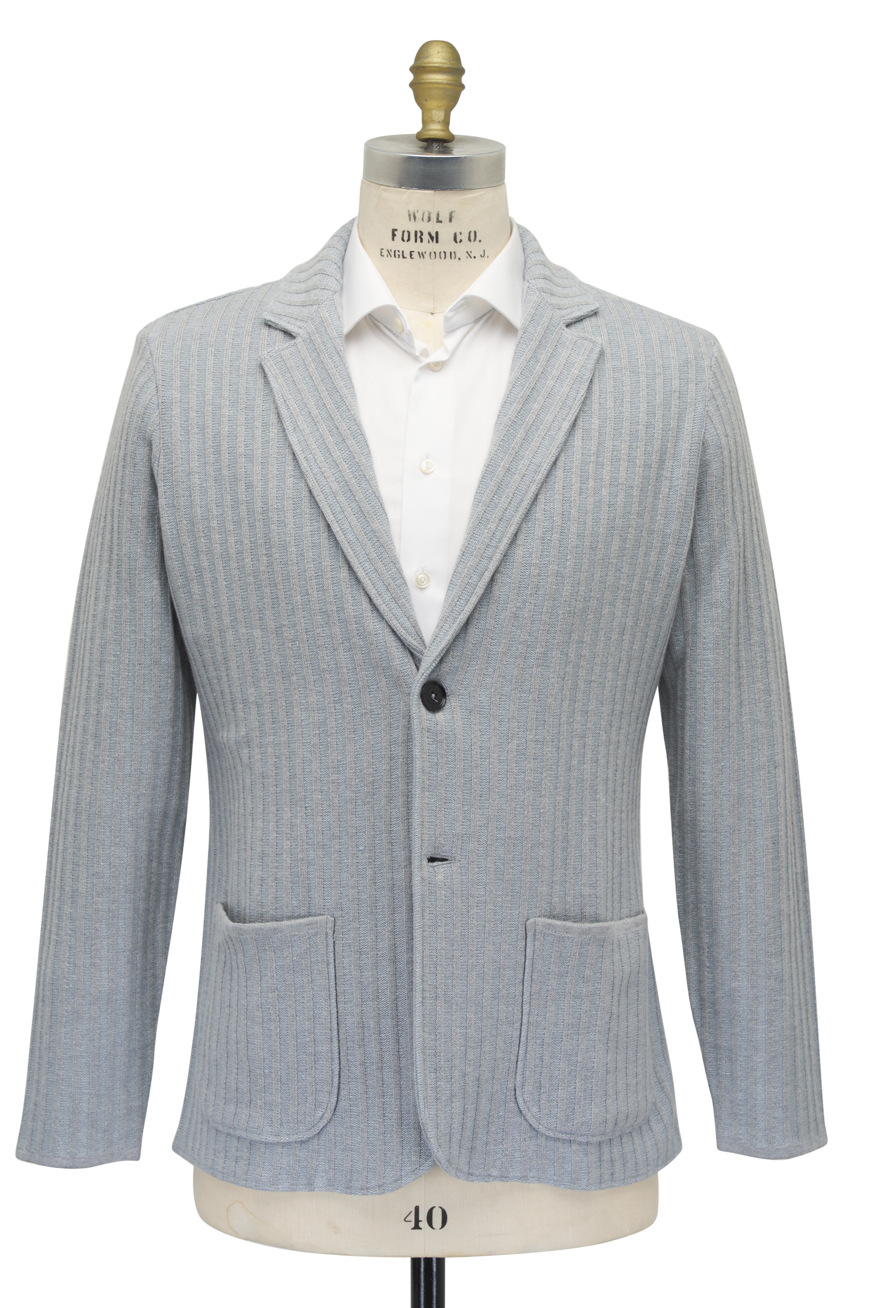 Maurizio Baldassari - Light Gray Ribbed Swacket
