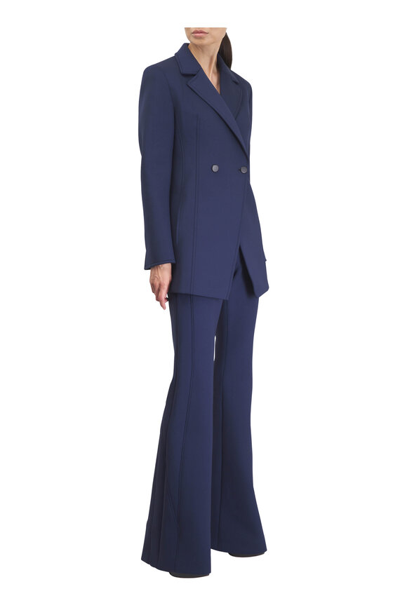 Akris Duska Denim Blue Neoprene Long Jacket - view 2