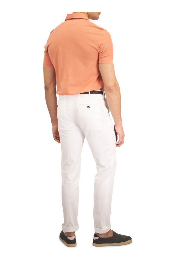 Brunello Cucinelli Off White Flat Front Cotton Chino - view 6