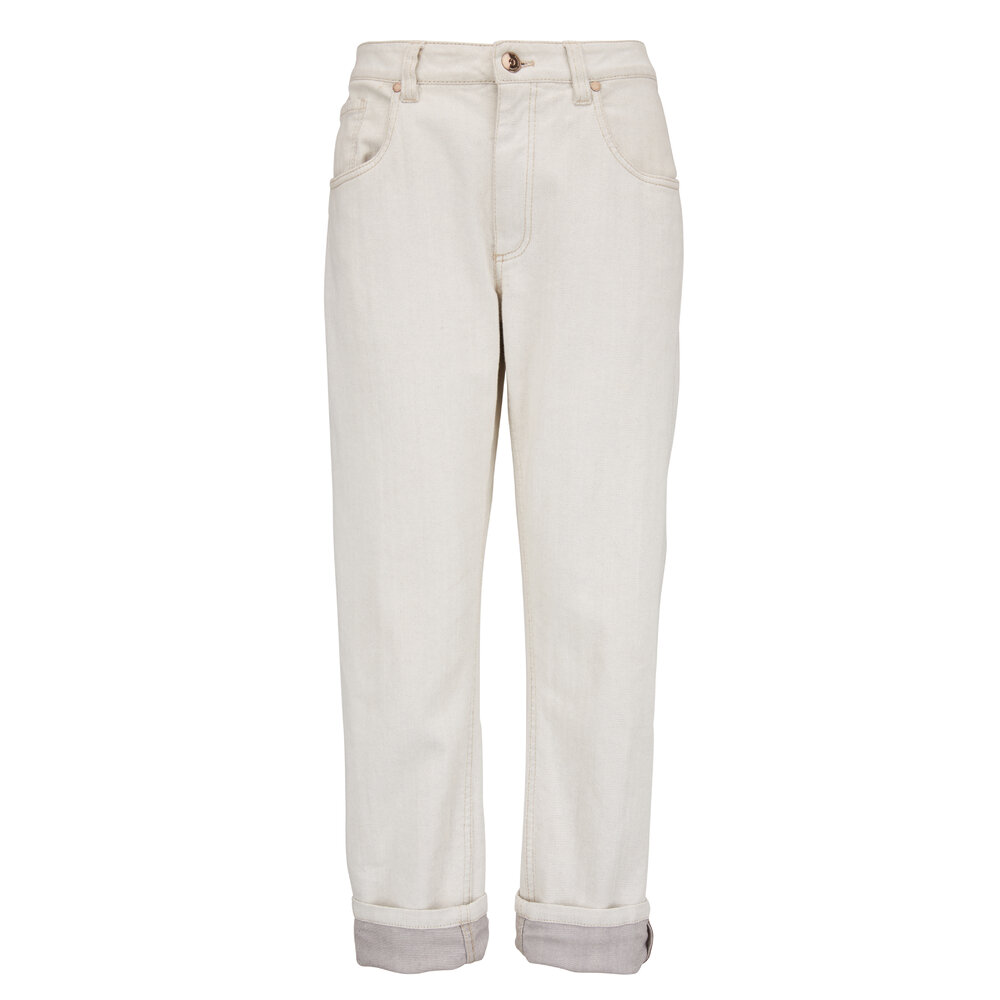 Brunello Cucinelli - Light Gray Stretch Cotton Monili Cuff Jean