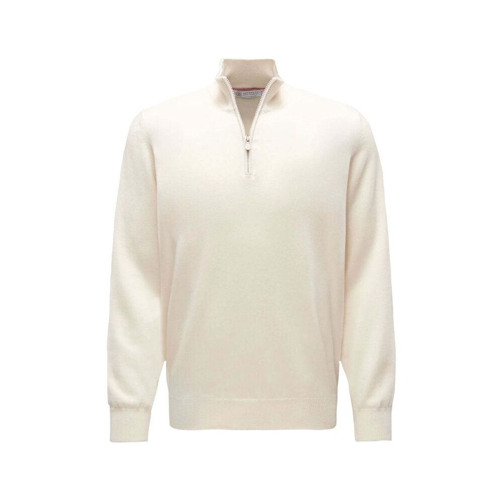 Brunello Cucinelli - Beige Cashmere Quarter Zip Sweater
