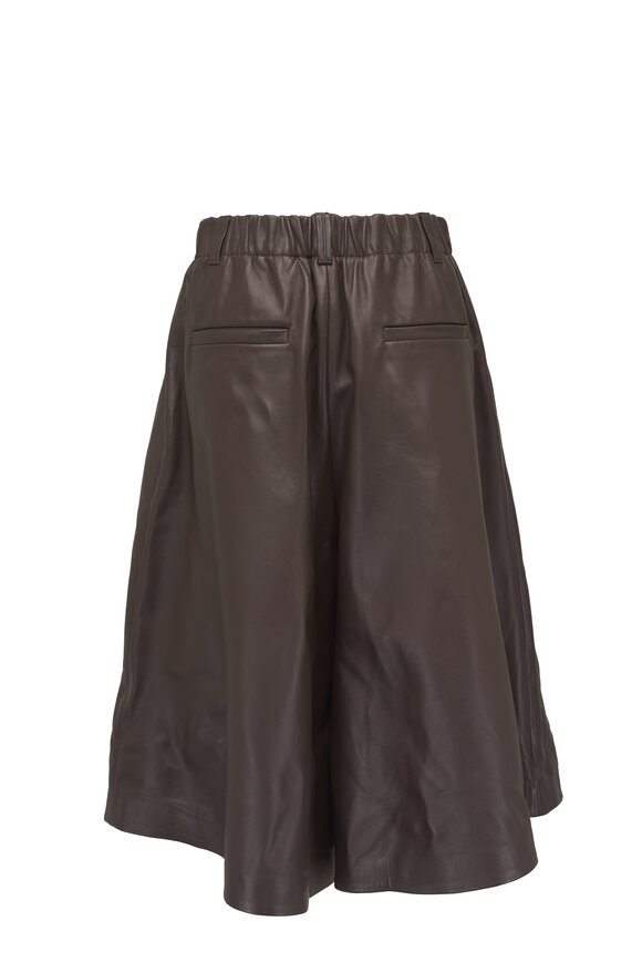 Brunello Cucinelli Dark Brown Leather Bermuda Shorts - view 2
