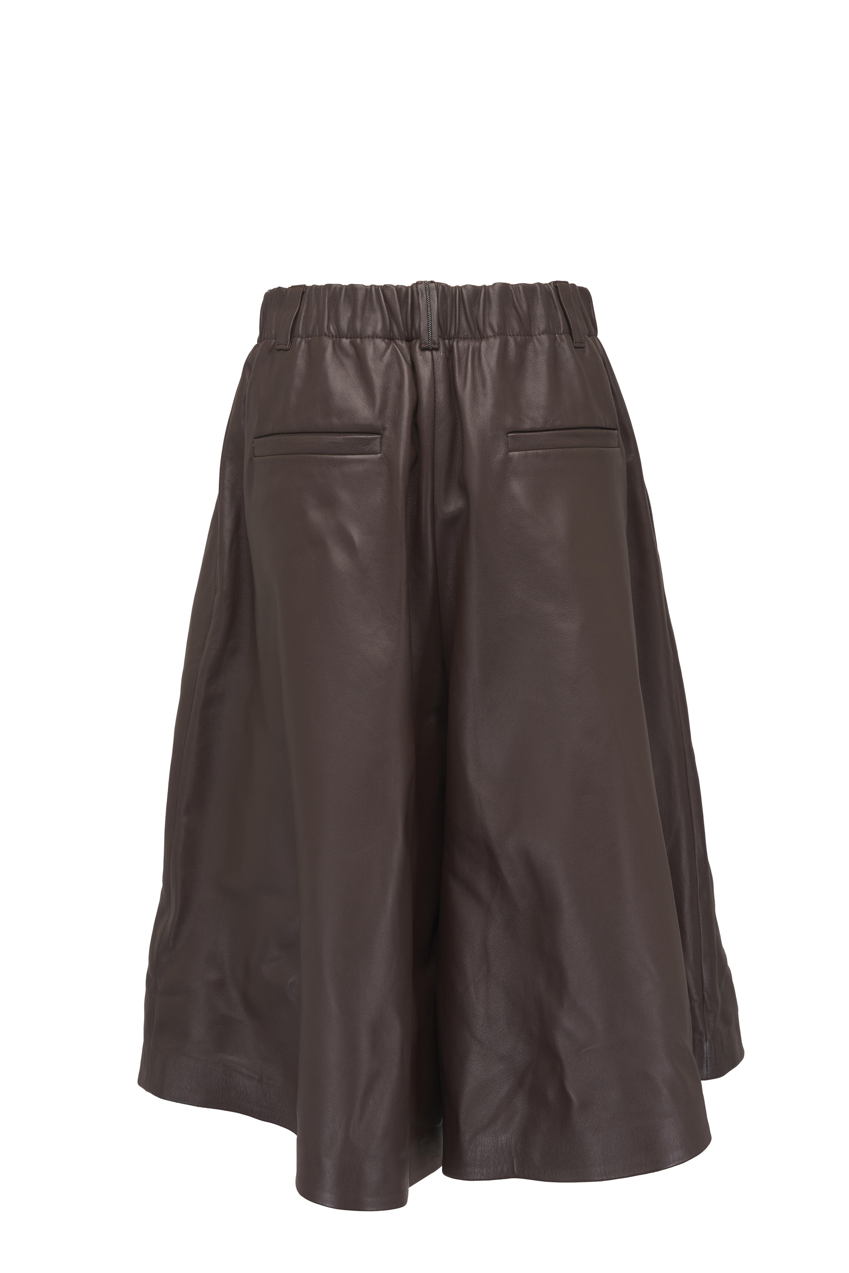 Brunello Cucinelli - Dark Brown Leather Bermuda Shorts - view 2