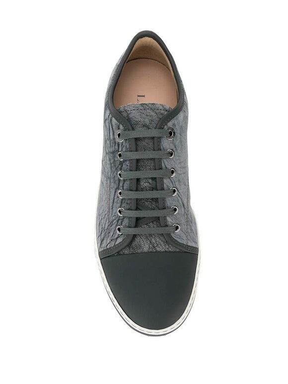 Lanvin - Greay Textured Leather Cap-Toe Sneaker