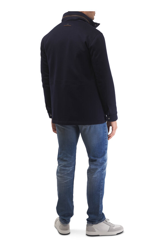 Paul & Shark Navy Cashmere Car Coat - view 3