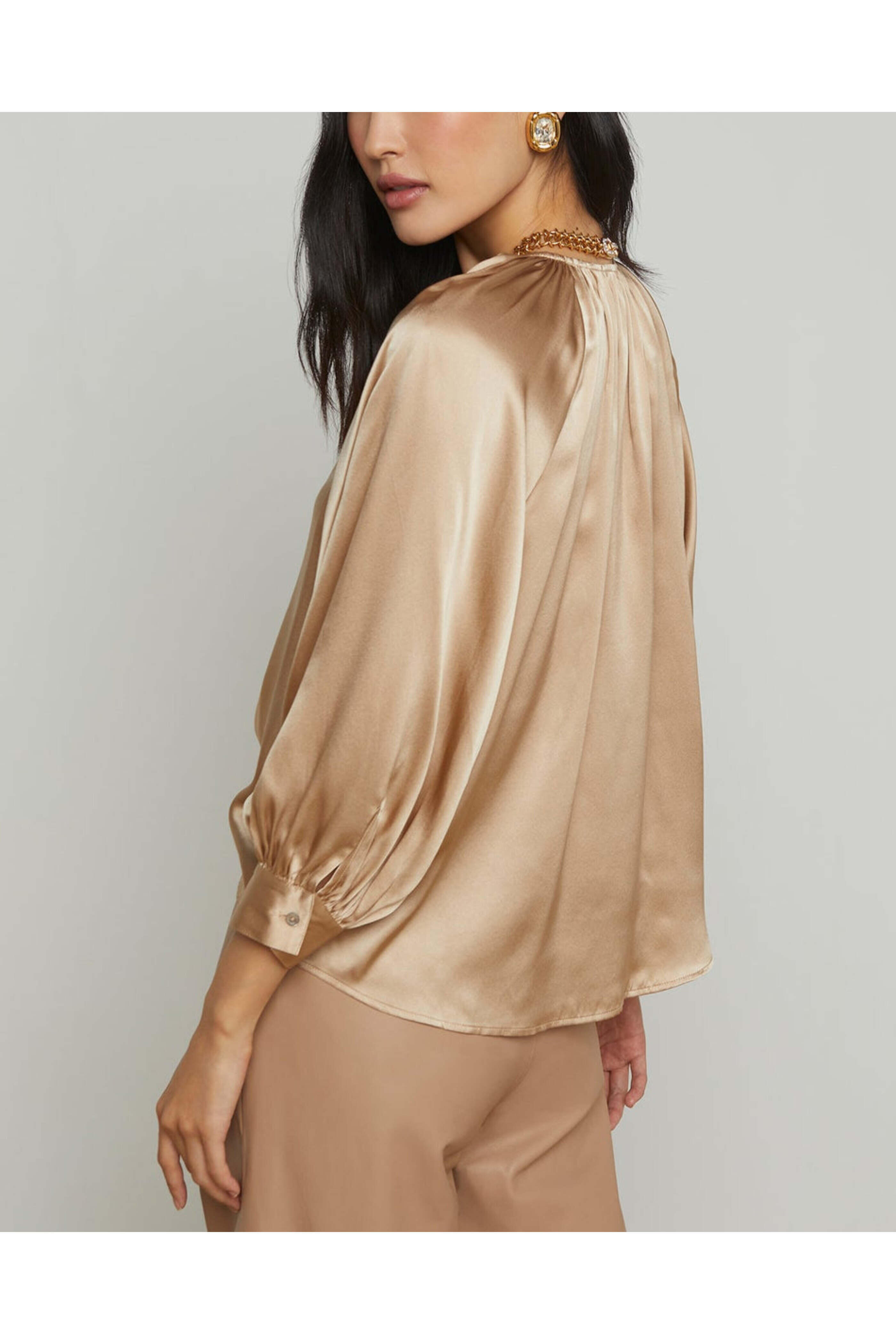 L'Agence - Almond V Neck Kaili Blouse