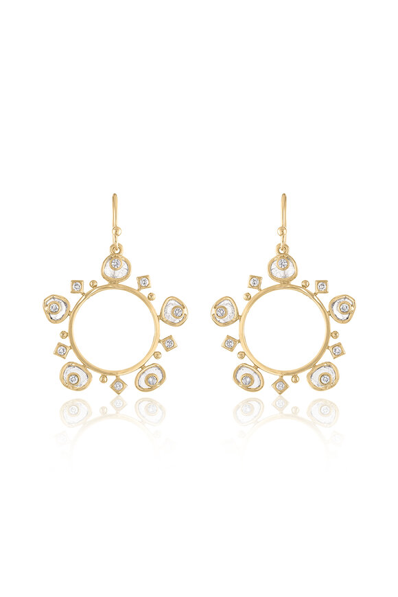 Loriann Liora Diamond Slice Drop Hoop Earrings