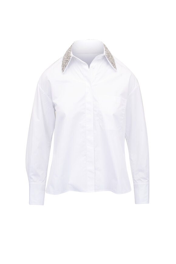 TWP - Object of Affection White Crystal Embellished Top