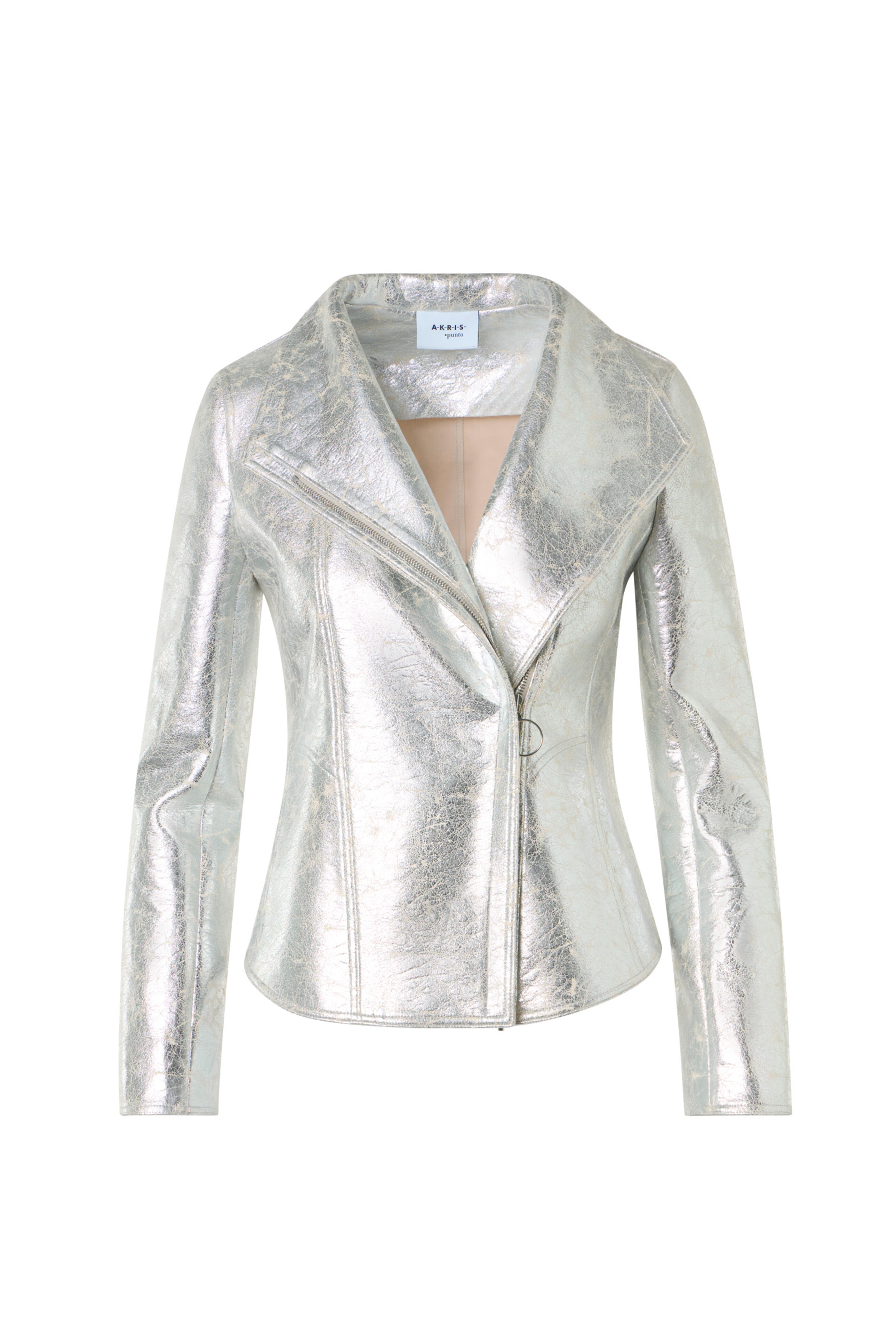Akris Punto - Aluminum Metallic Moto Jacket