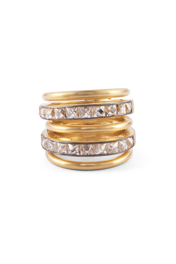 Sylva & Cie French Cut 3.82CT Diamond Spiral Ring 