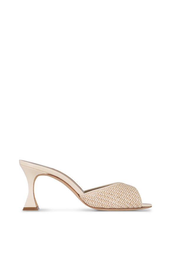 Manolo Blahnik Jadara Light Cream Raffia Sandal, 70mm - view 3