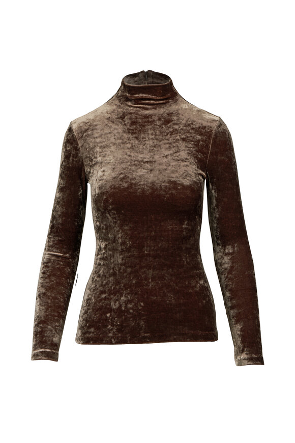 Ralph Lauren Ilene Velour Chocolate Turtleneck Top - view 1