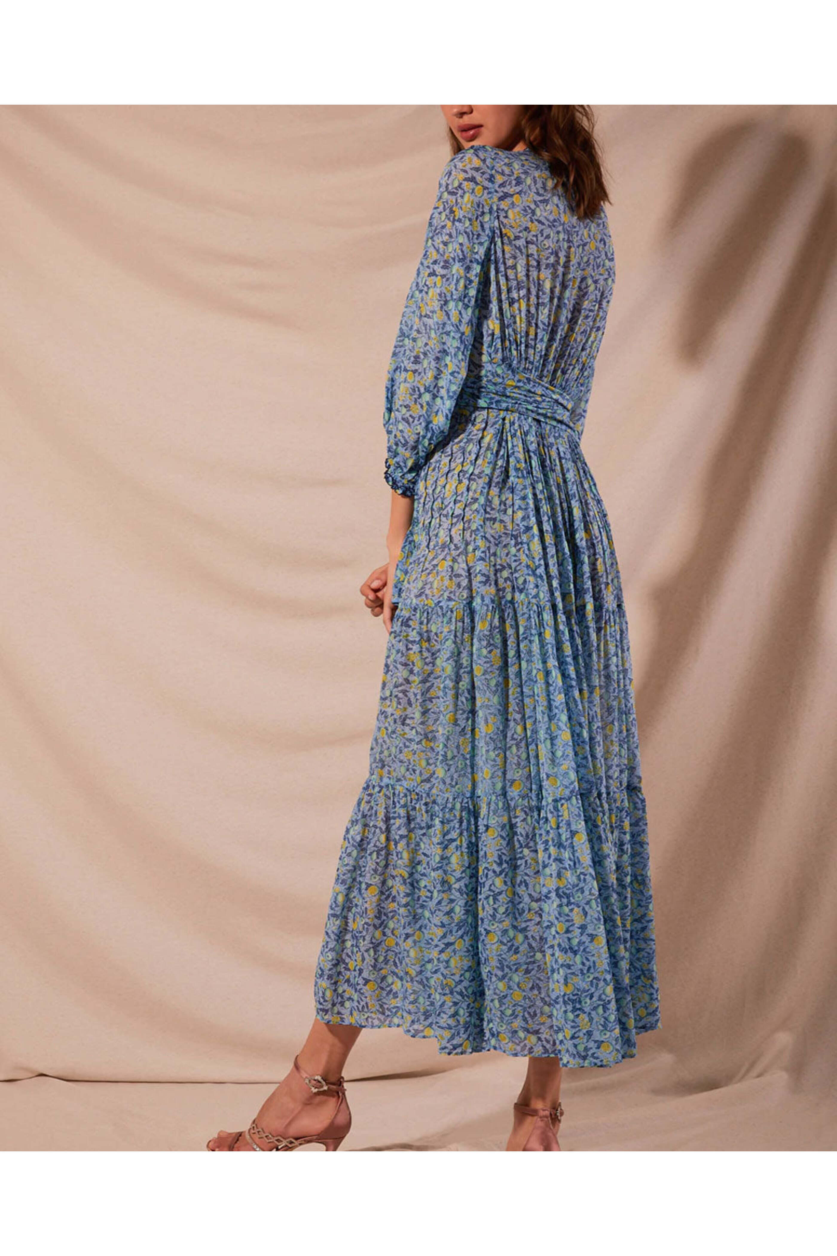 Poupette St Barth - Blue and Lemon Emily Maxi Dress