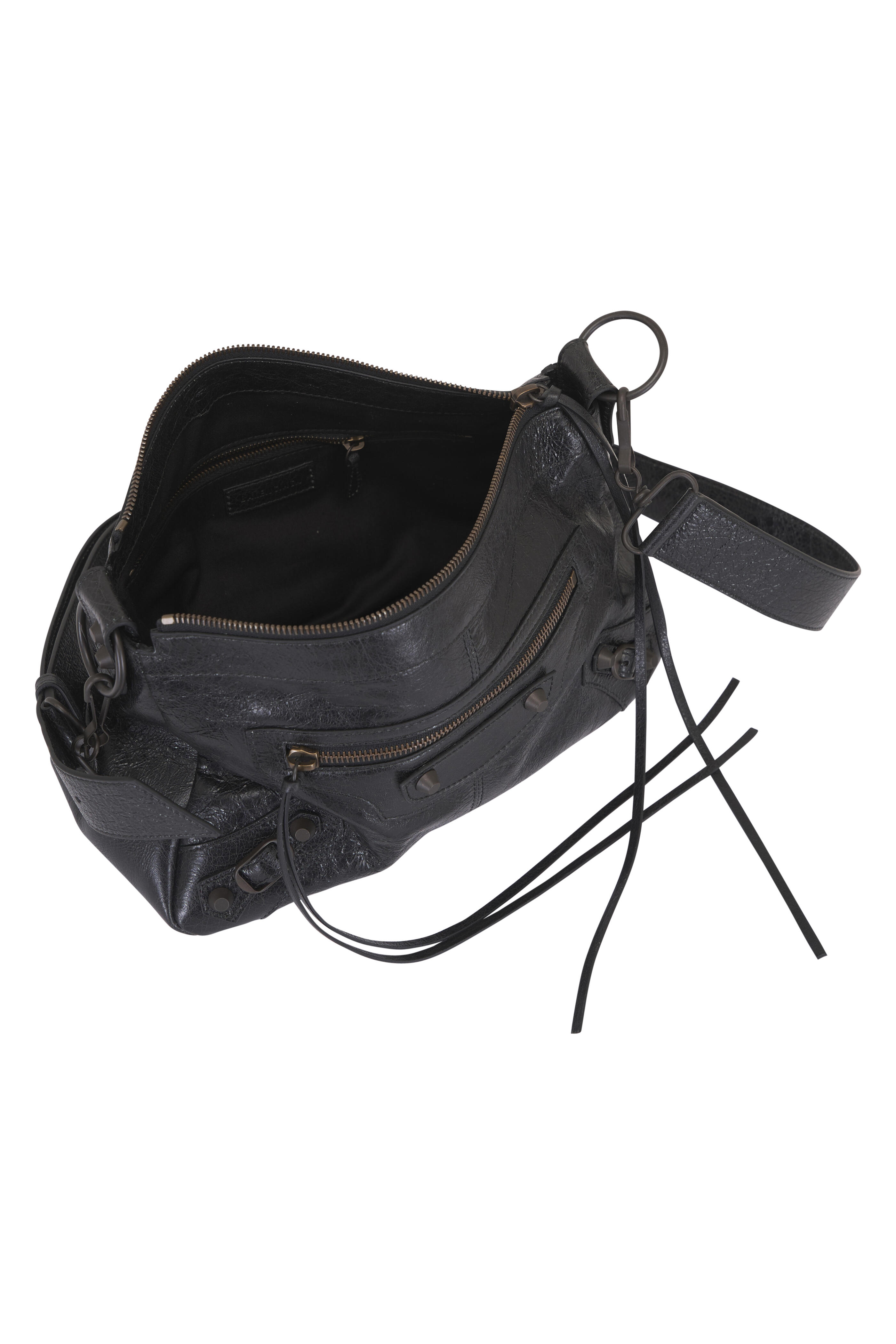 Balenciaga - Small Le City Moto Black Leather Shoulder Bag