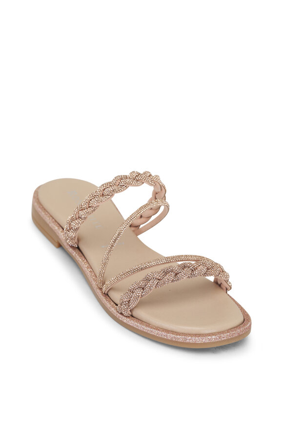 Ron White Vivianna Rose Gold Sparkle Leather Flat Sandal