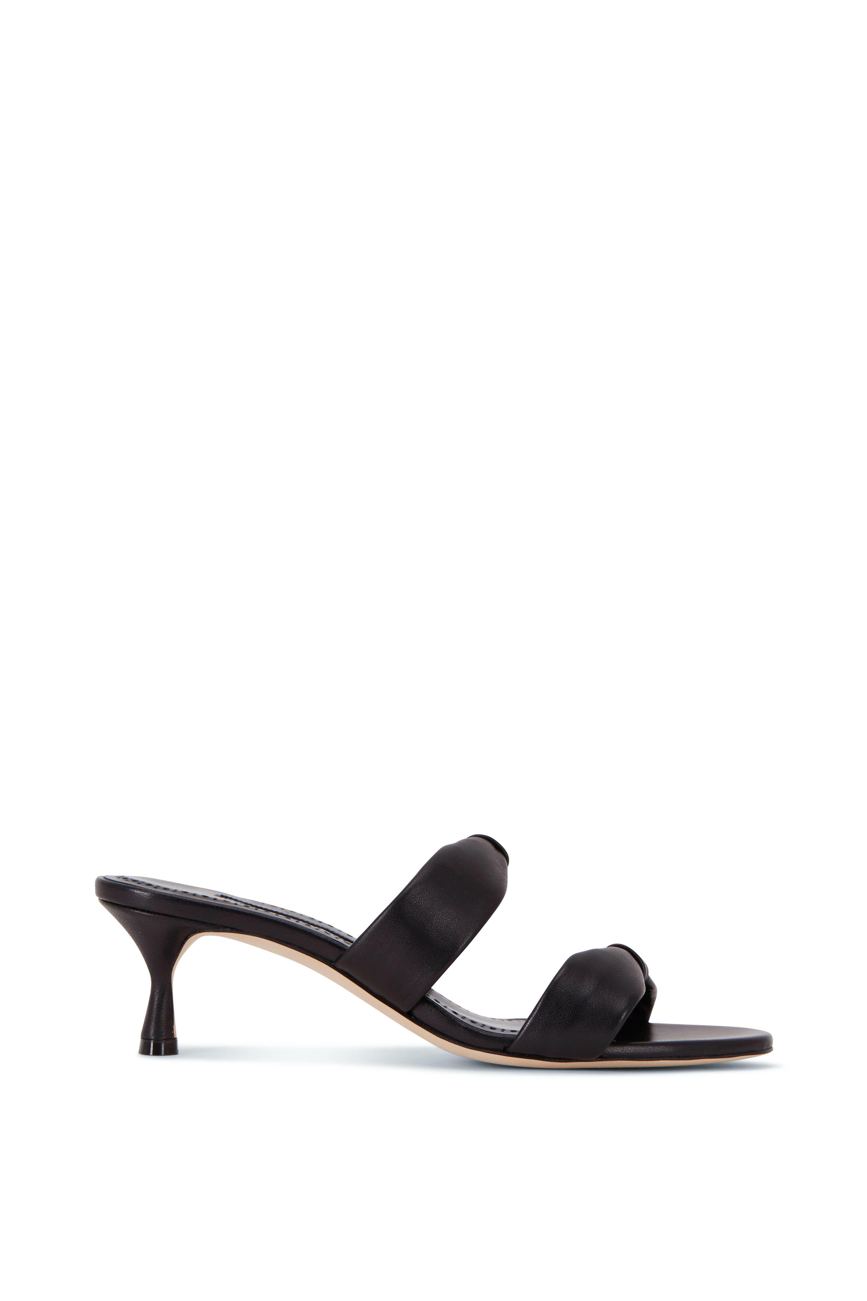 MANOLO BLAHNIK 25SSブラックメイセイル50 レザーミュールヒール MANOLO BLAHNIK SLINGBACKS, 39 – ABV Paris