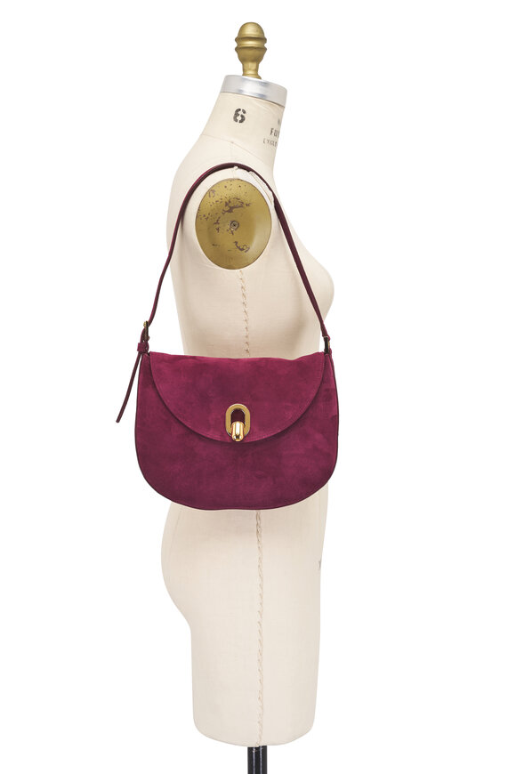 Savette Small Tondo Plum Suede Hobo - view 5