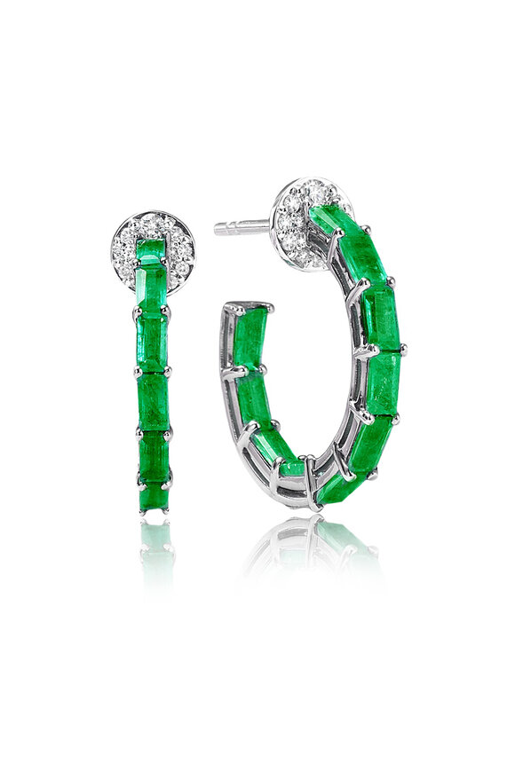 Nam Cho Basic Baguette Emerald Hoops