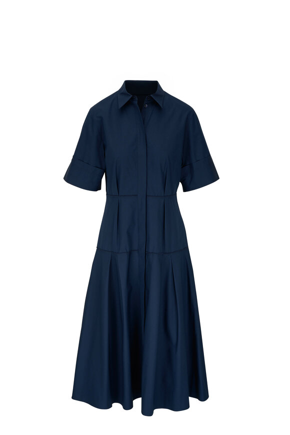 Lafayette 148 New York - Midnight Blue Organic Cotton Midi Dress 