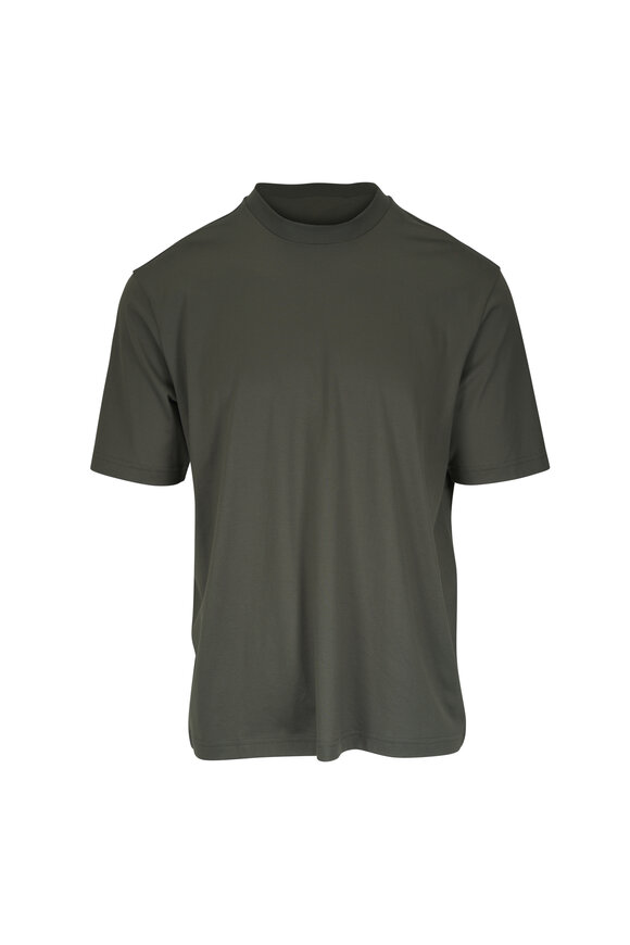 Stefan Brandt Eli Super 60 Comfort Dark Green Cotton T-Shirt - view 1