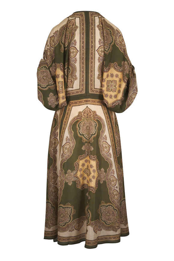 Zimmermann - Mahon Olive Paisley Print Tunic Midi Dress