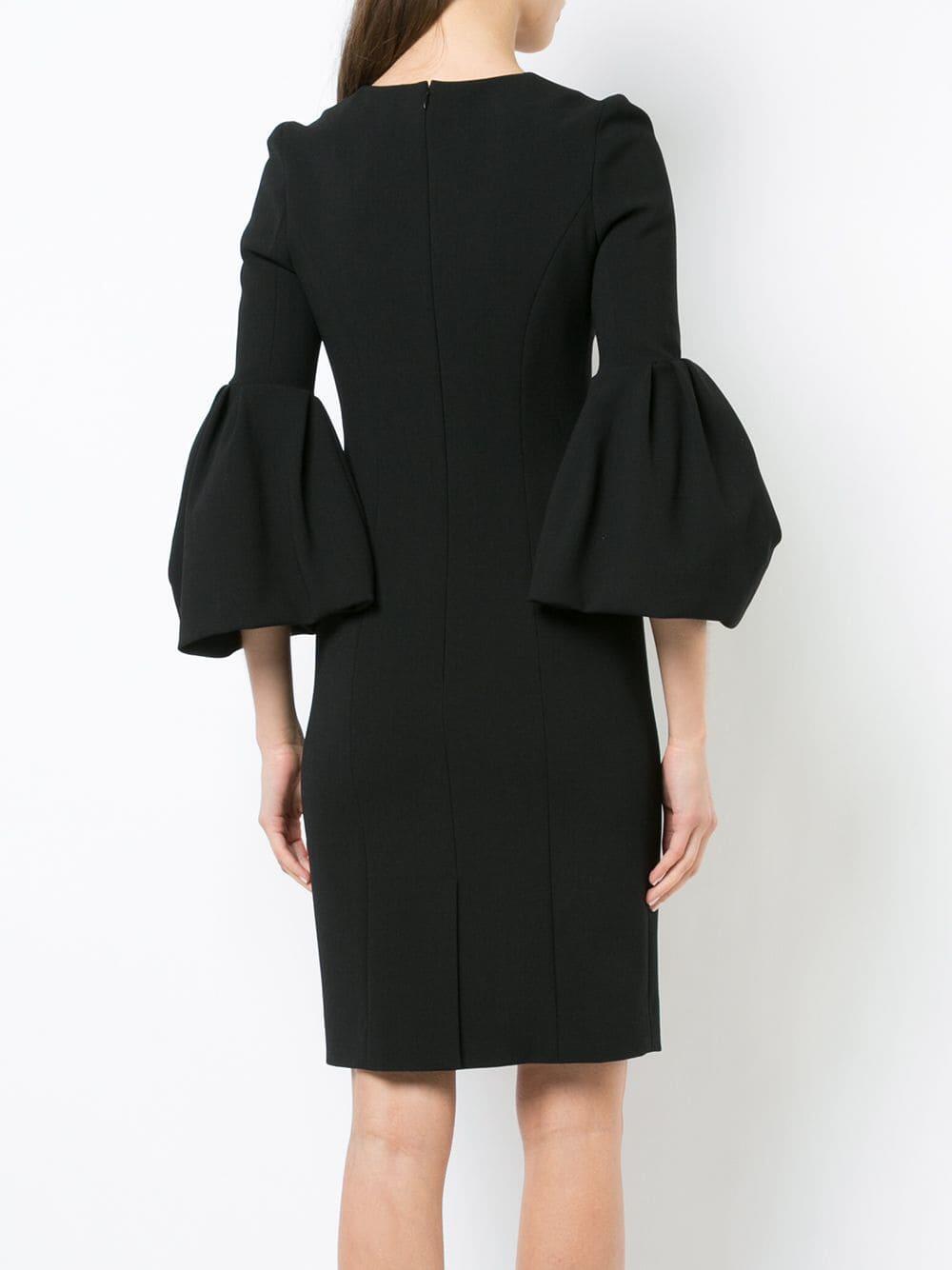 Carolina Herrera - Black Crêpe Couture Pleated Sleeve Dress