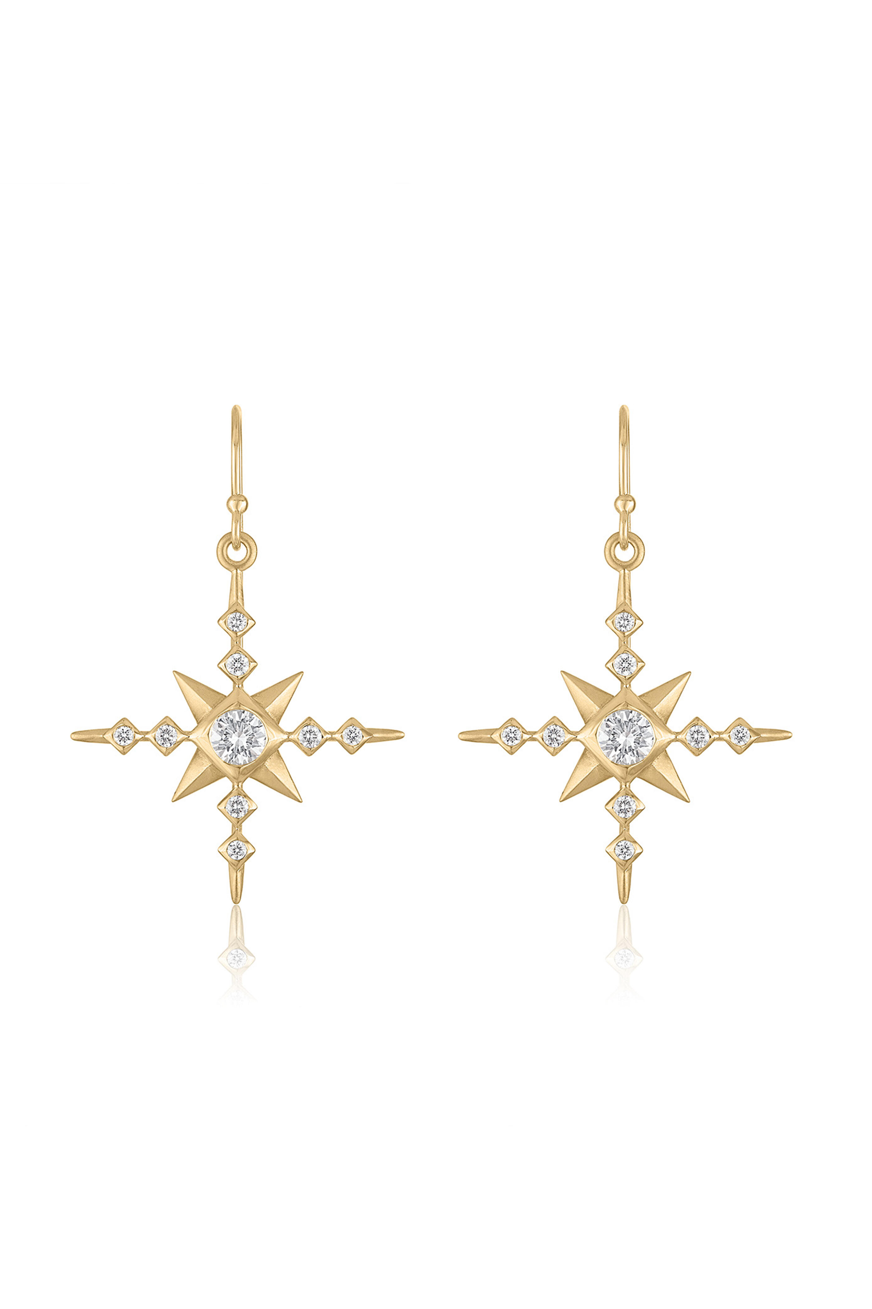 Loriann - 14k Yellow Gold Solene Diamond Star Earrings