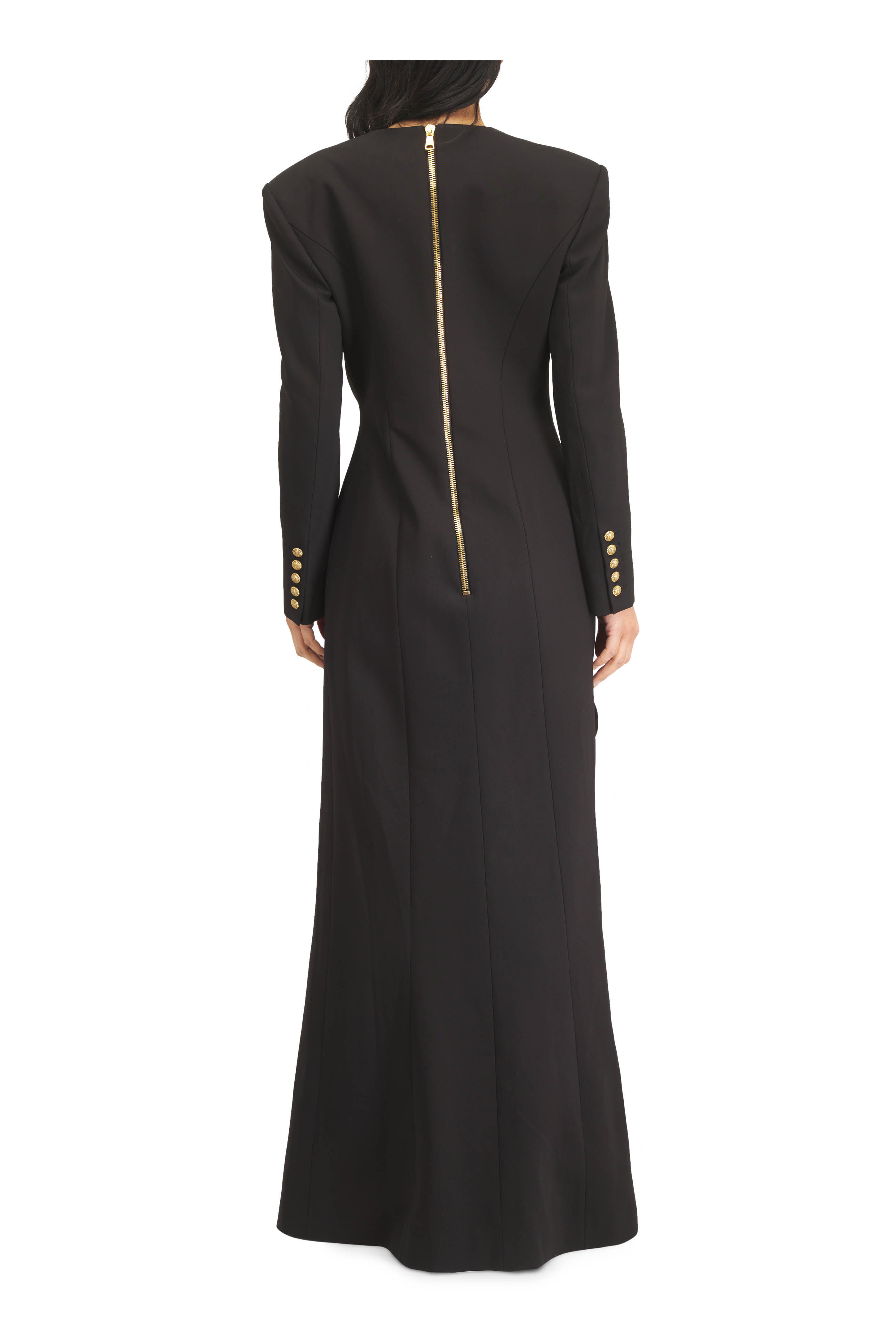 Balmain - Black Structured Crepe Maxi Dress