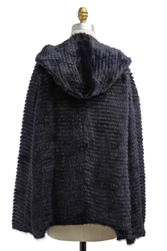 Oscar de la Renta Furs - Midnight Navy Mink Fur Strip Jacket
