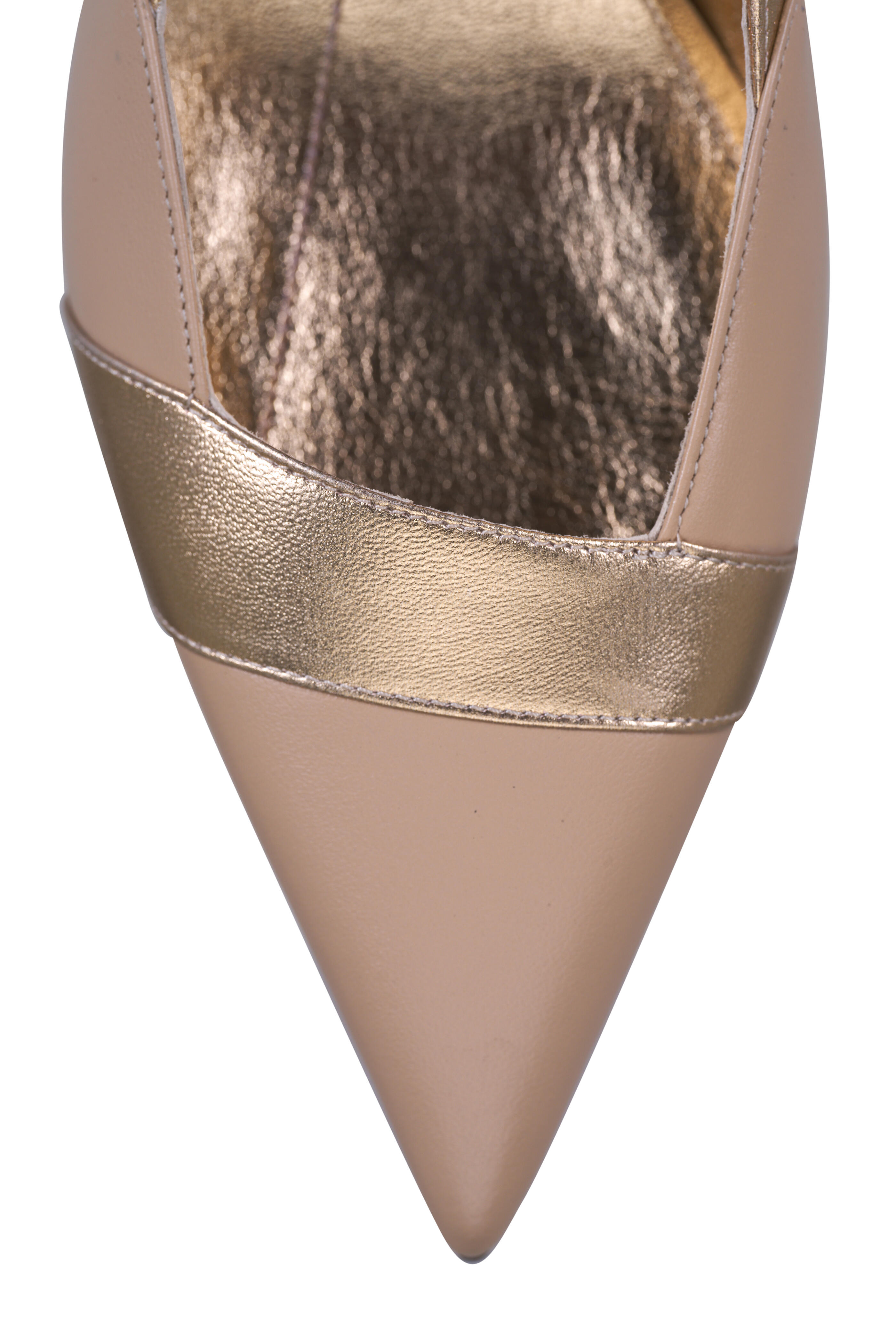Kiton - Beige & Gold Leather Slingback Pump, 55mm
