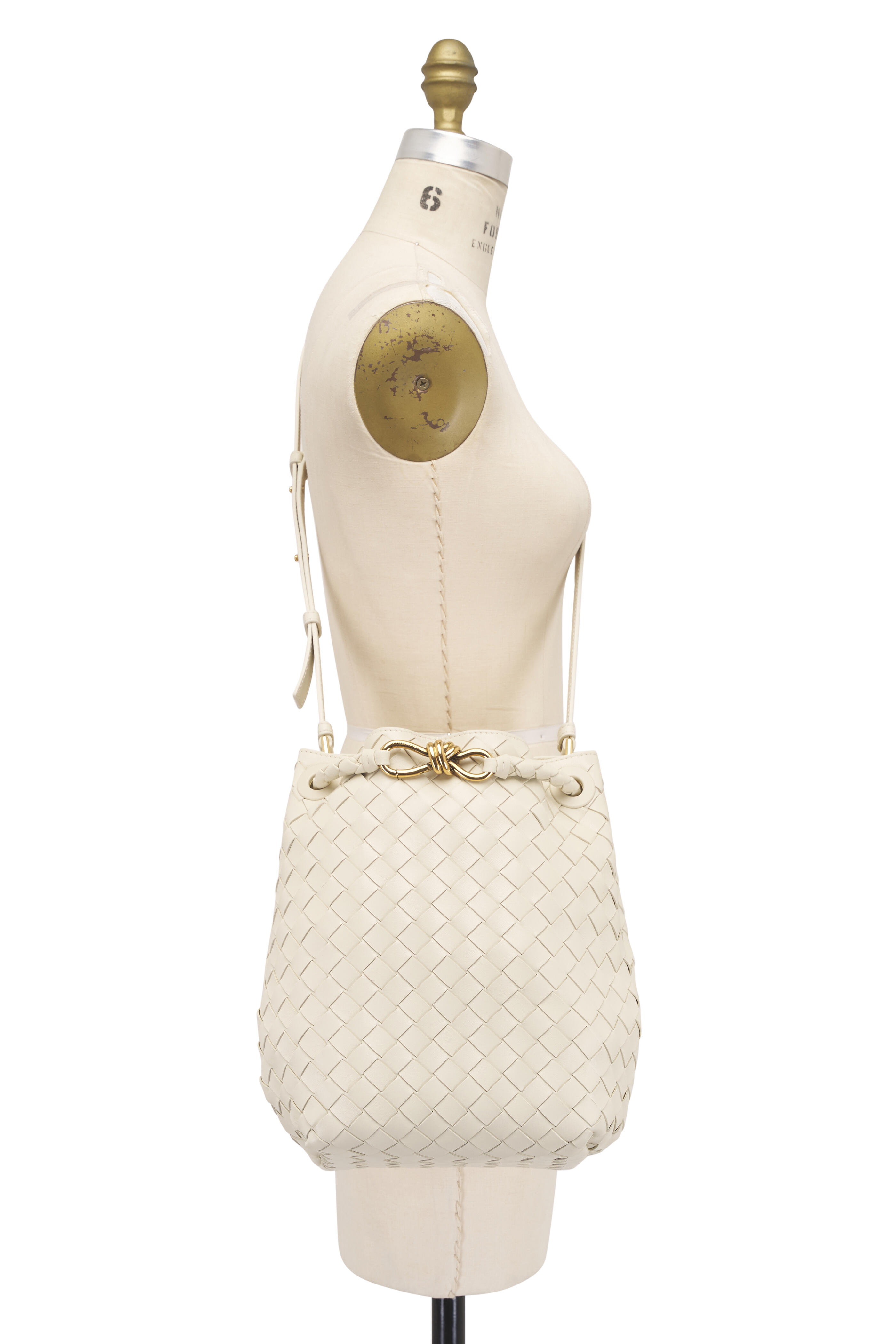 Bottega Veneta - Small Andiamo Sea Salt Woven Leather Bucket Bag