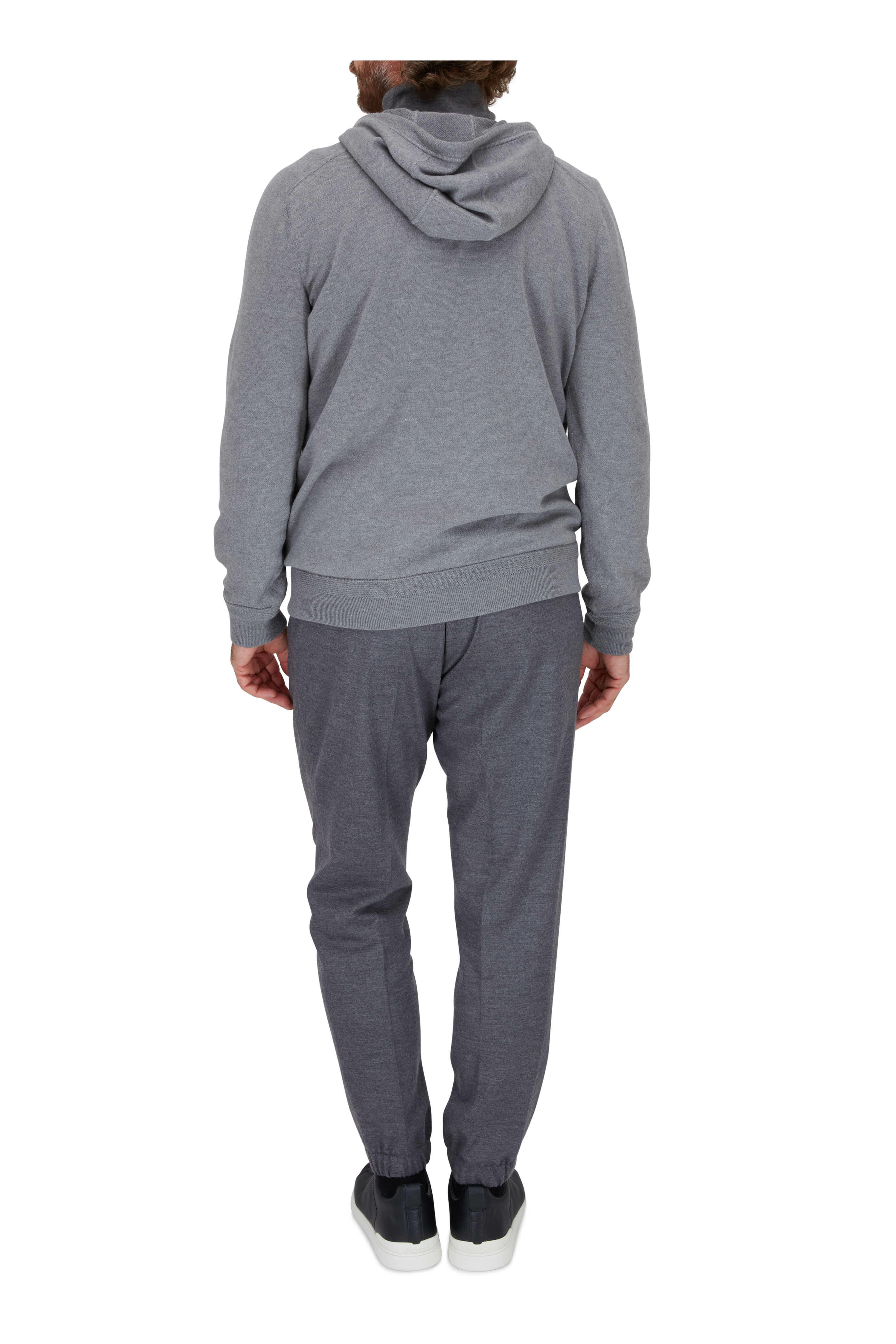 Tシャツ・カットソー ERMENEGILDO ZEGNA Men Hoodies N6MGI1830 412 Blue Zegna High Performance wool-cotton Hoodie | Blue | FARFETCH EG