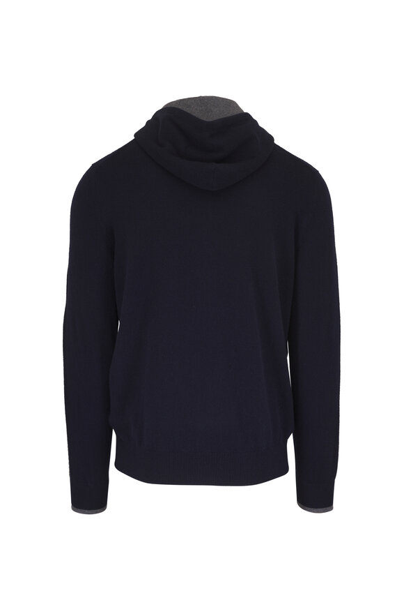 Fedeli Davis Blue Cashmere Zip-Up Hoodie - view 4