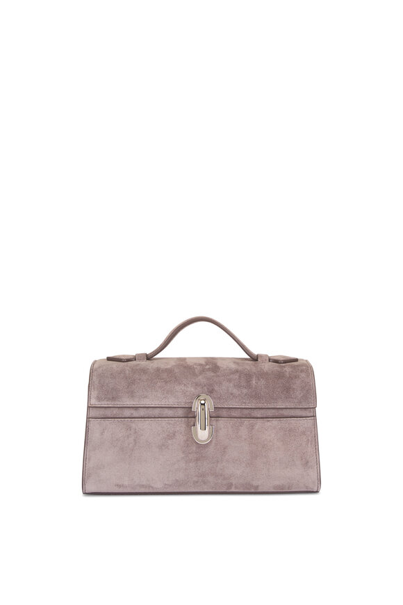 Savette Symmetry Pochette Gray Suede Top Handle Bag - view 1