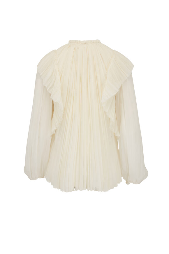 Chloé - White Gauze Ruffle Blouse